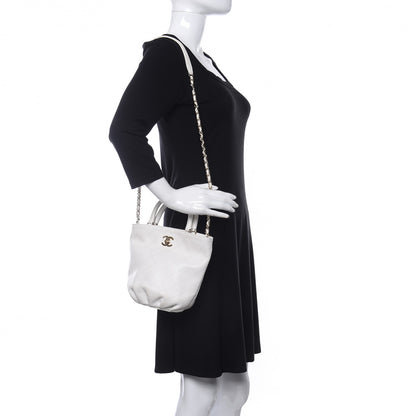 Chanel Lambskin Stitched Small Shopping Tote White 2 of 10