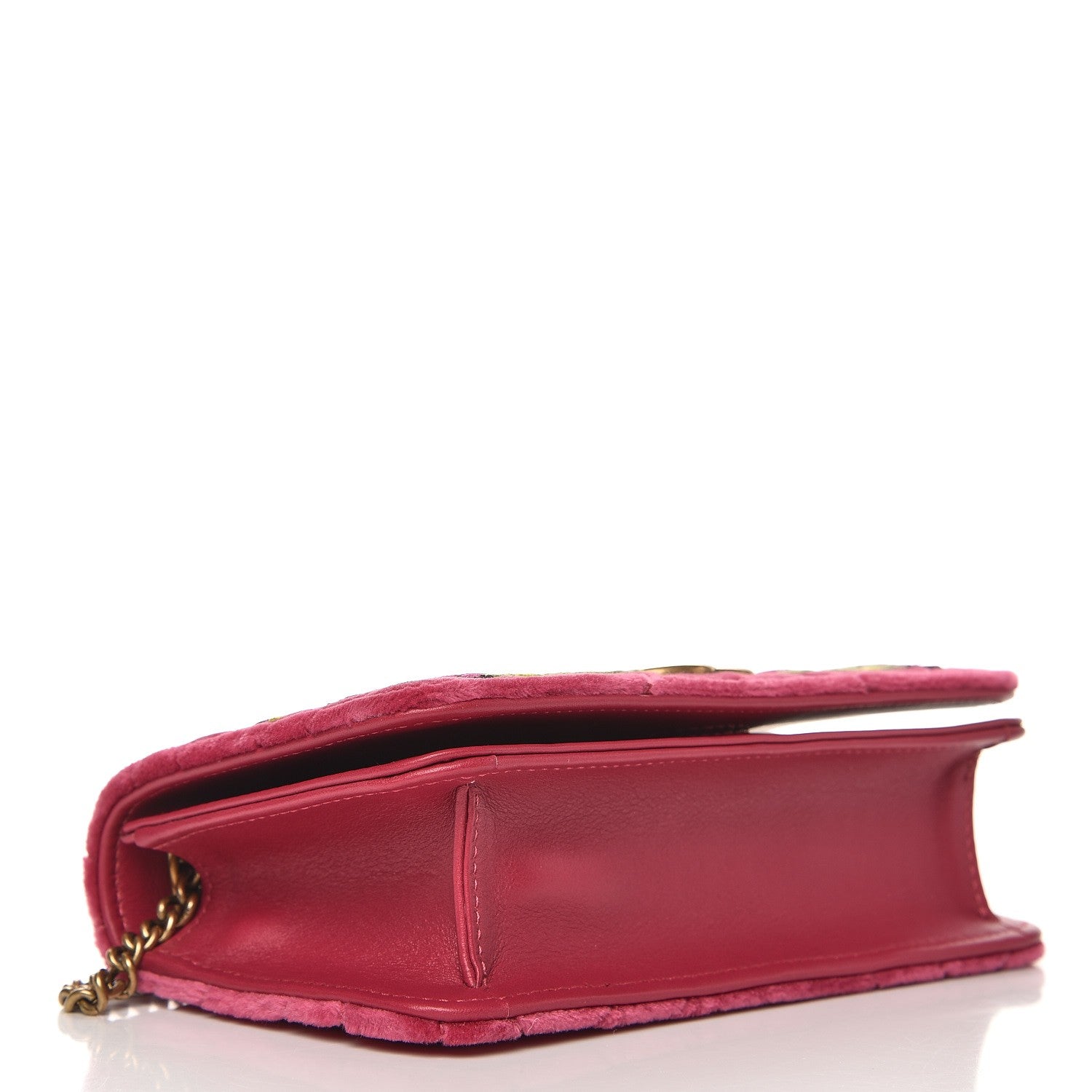 Gucci Velvet Matelasse Love Embroidered GG Marmont Mini Bag Light Raspberry Rose 4 of 7