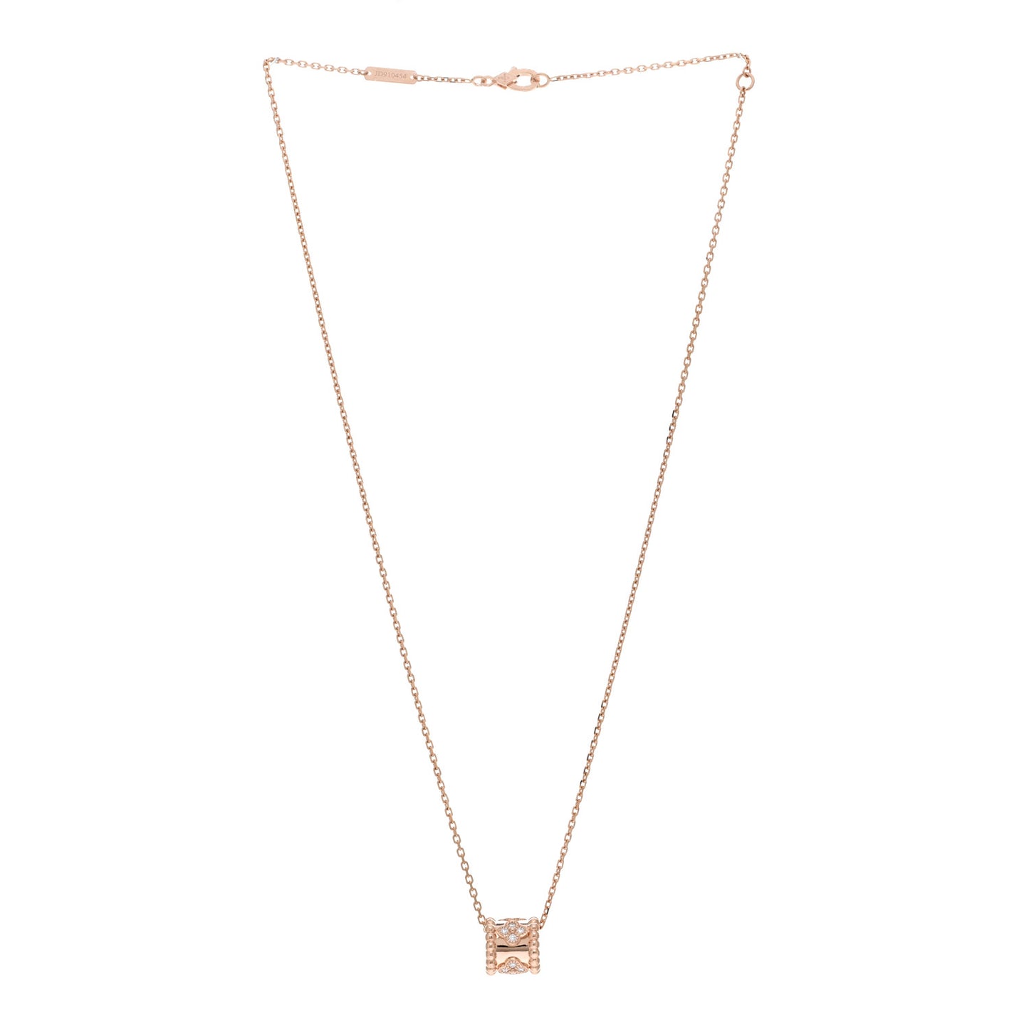 18K Rose Gold Diamond Small Perlee Clovers Pendant Necklace