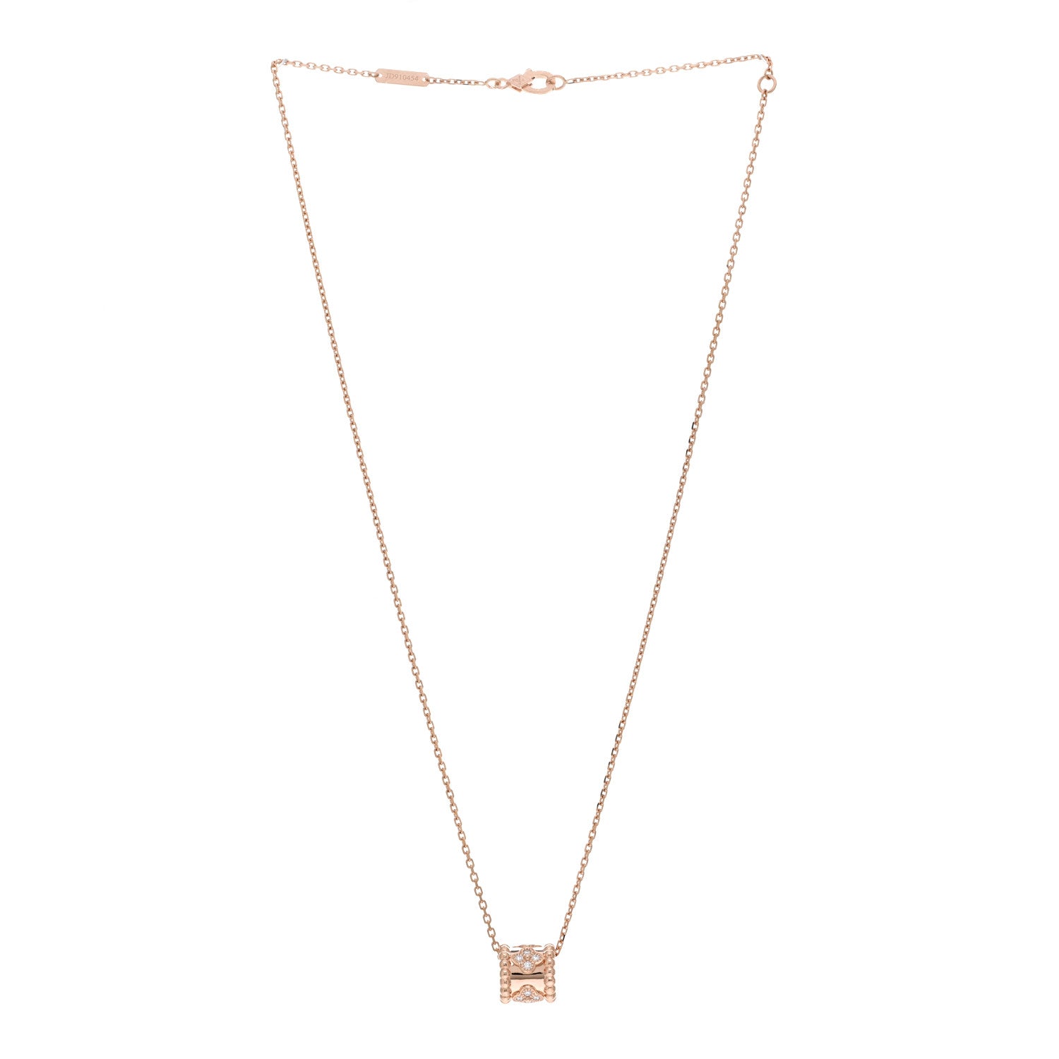 Van Cleef & Arpels 18K Rose Gold Diamond Small Perlee Clovers Pendant Necklace 3 of 6