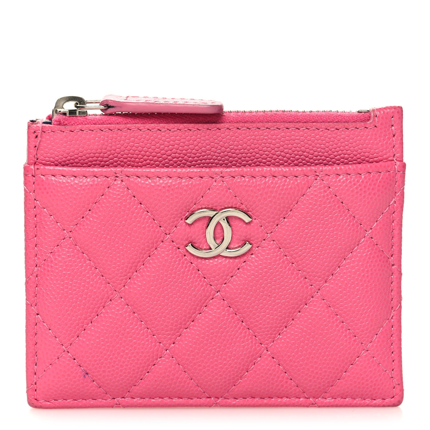 Chanel Caviar Quilted CC Zip Card Holder Dark Pink 1 of 12