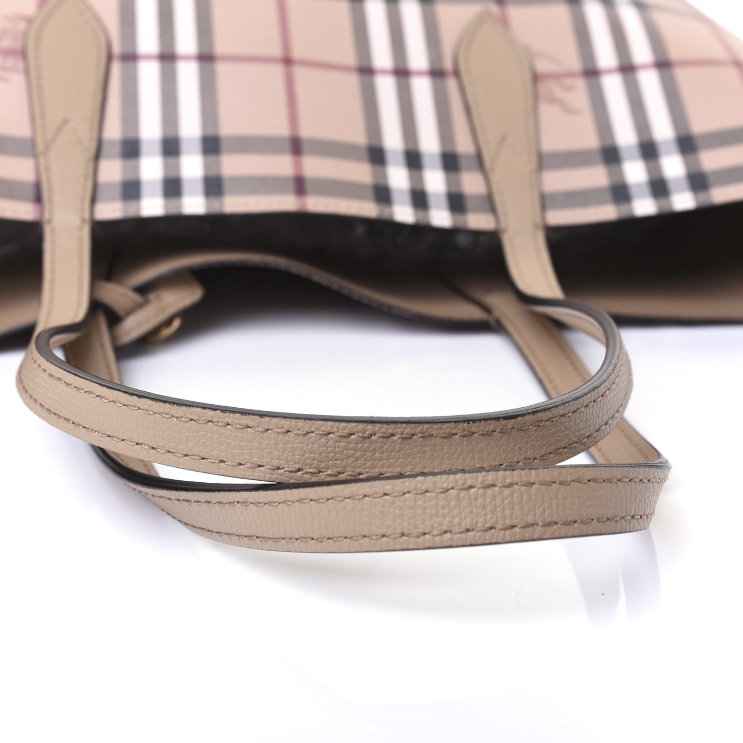 Grainy Calfskin Haymarket Check Medium Reversible Tote Camel