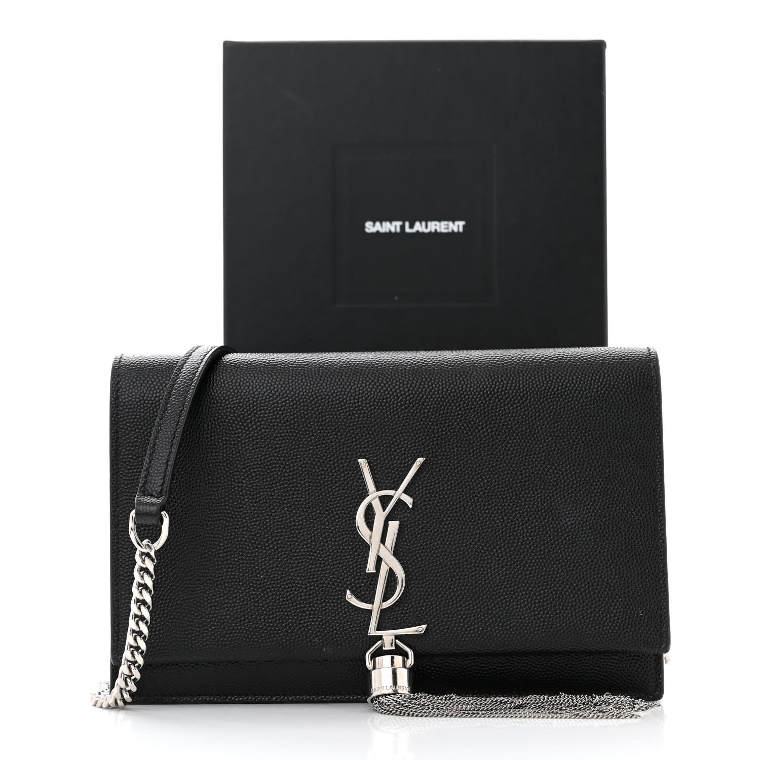 Saint Laurent Grain De Poudre Classic Monogram Kate Tassel Chain Wallet Black 14 of 14