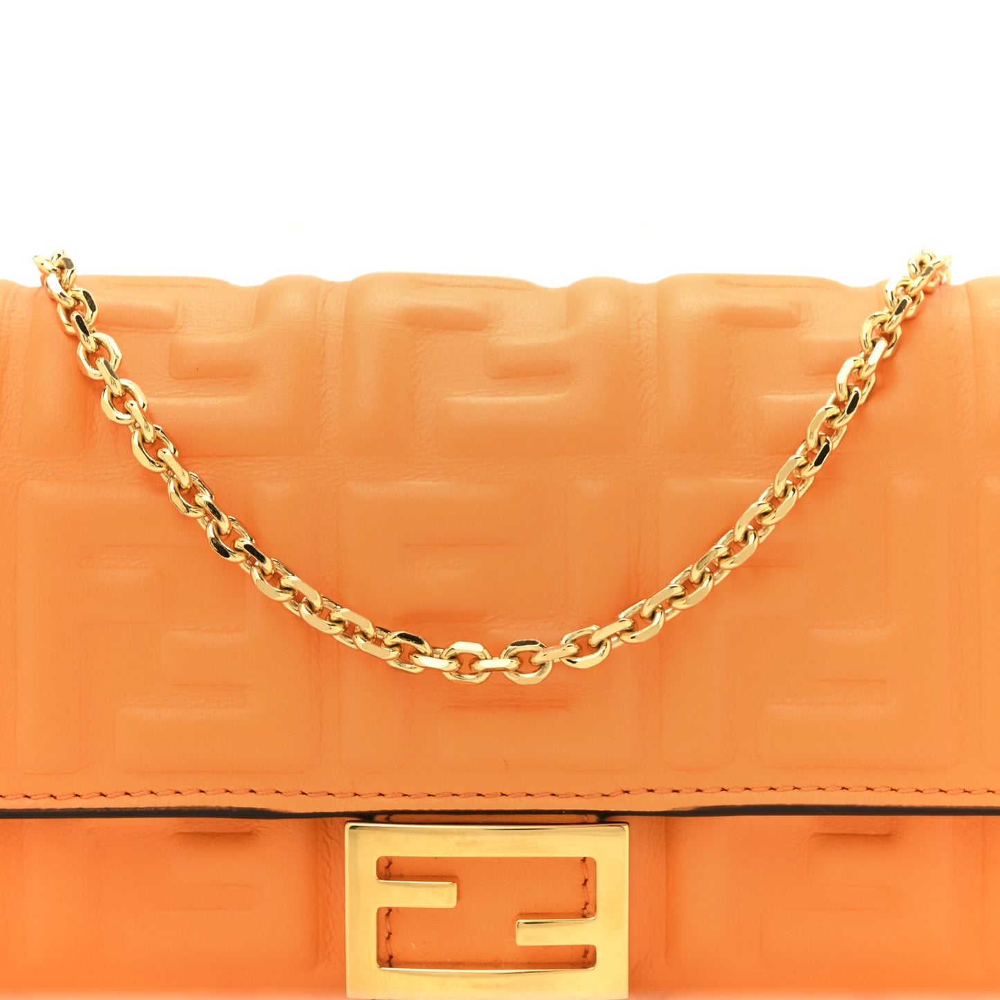 Nappa Matisse FF Embossed Continental Wallet On Chain Clementine