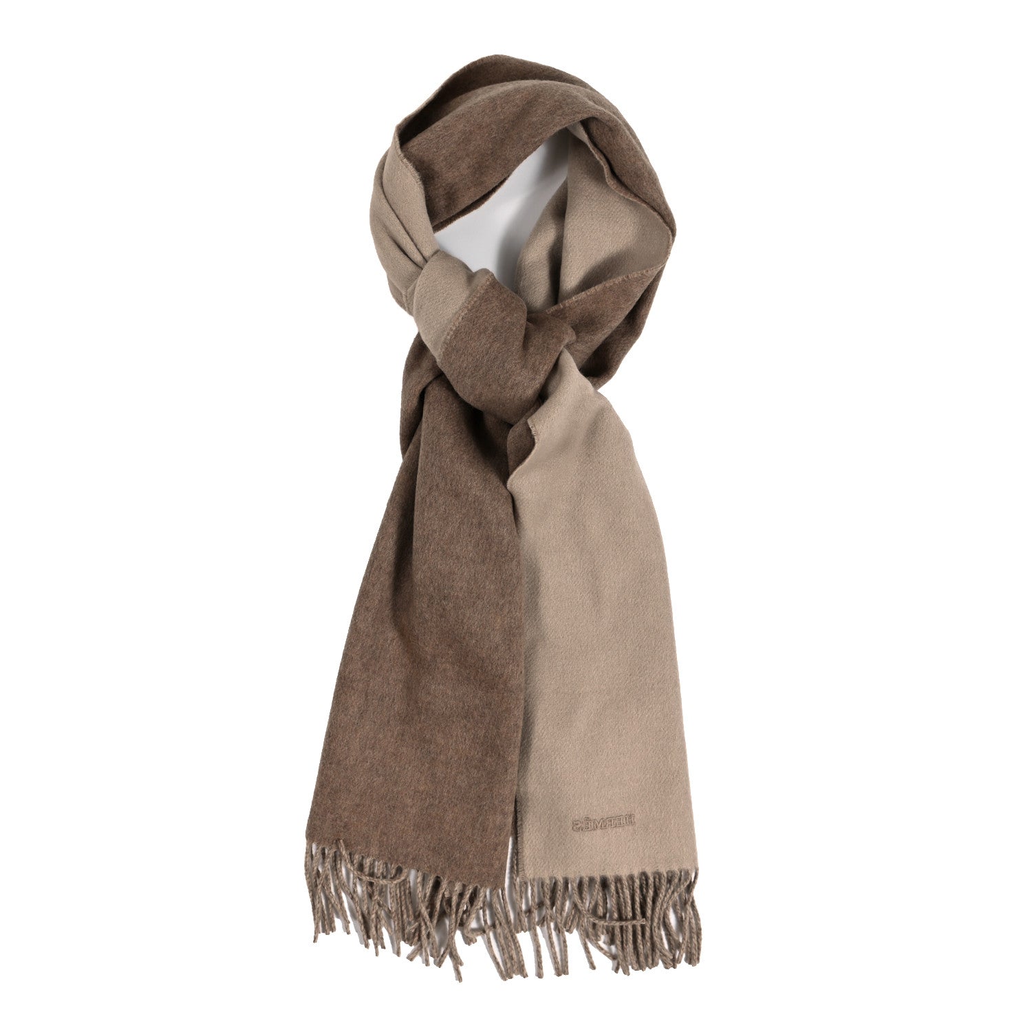 Hermes Cashmere Recto Verso Muffler Marron Glace Craie 1 of 3