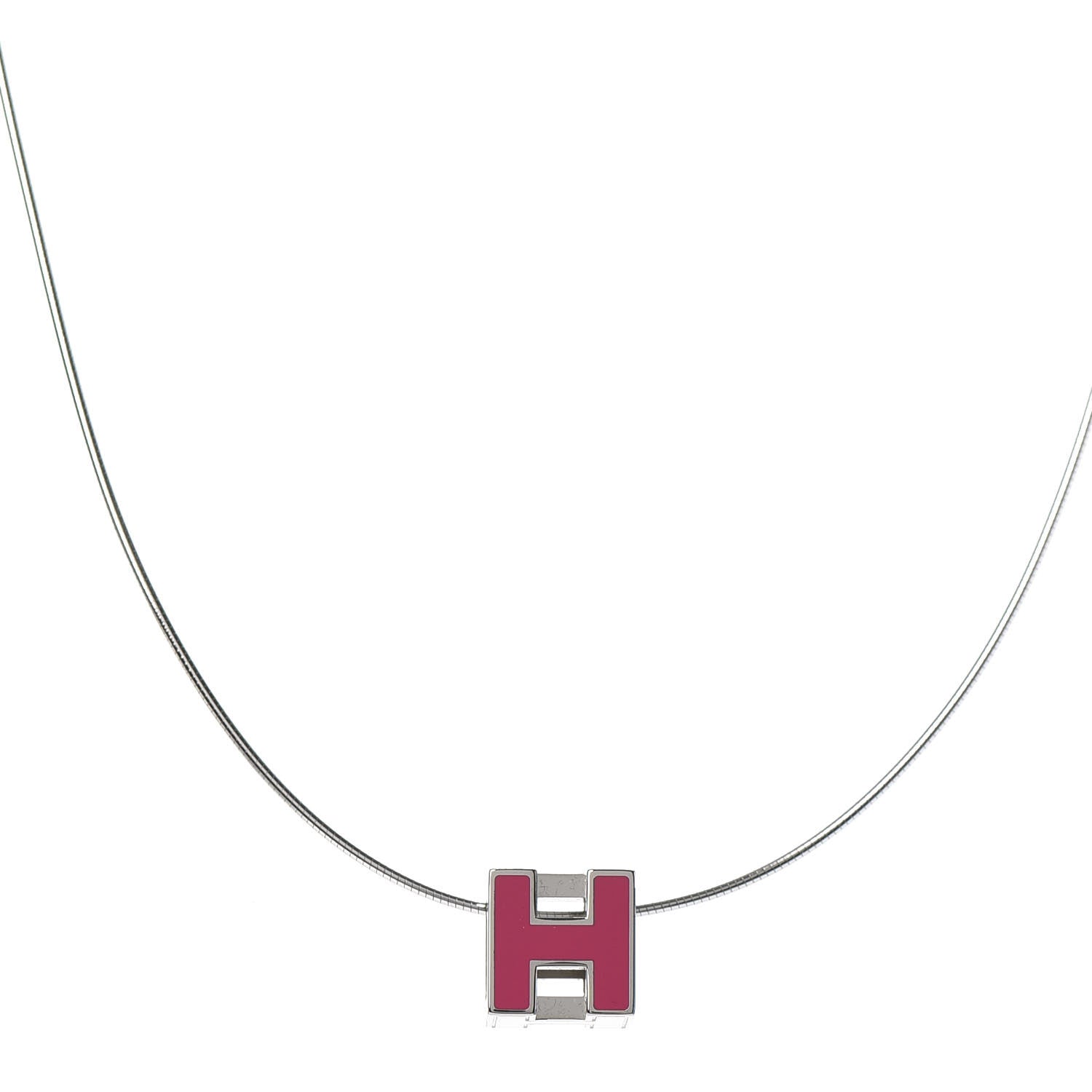 Hermes Lacquered Cage d'H Pendant Necklace Framboise 1 of 5