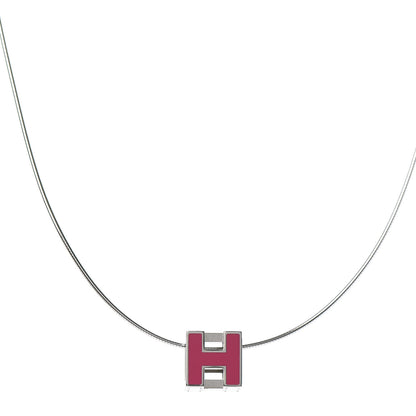 Hermes Lacquered Cage d'H Pendant Necklace Framboise 1 of 5