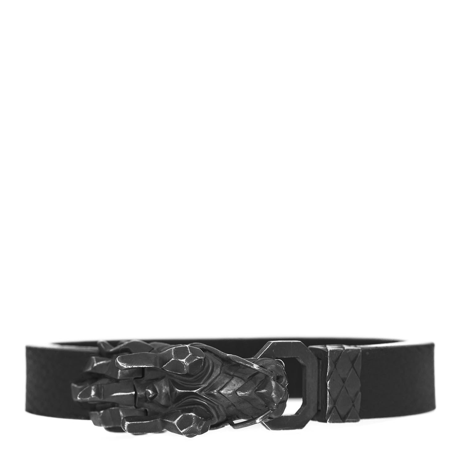 John Hardy Darkened Sterling Silver Leather Naga Dragon Bracelet Black 2 of 4