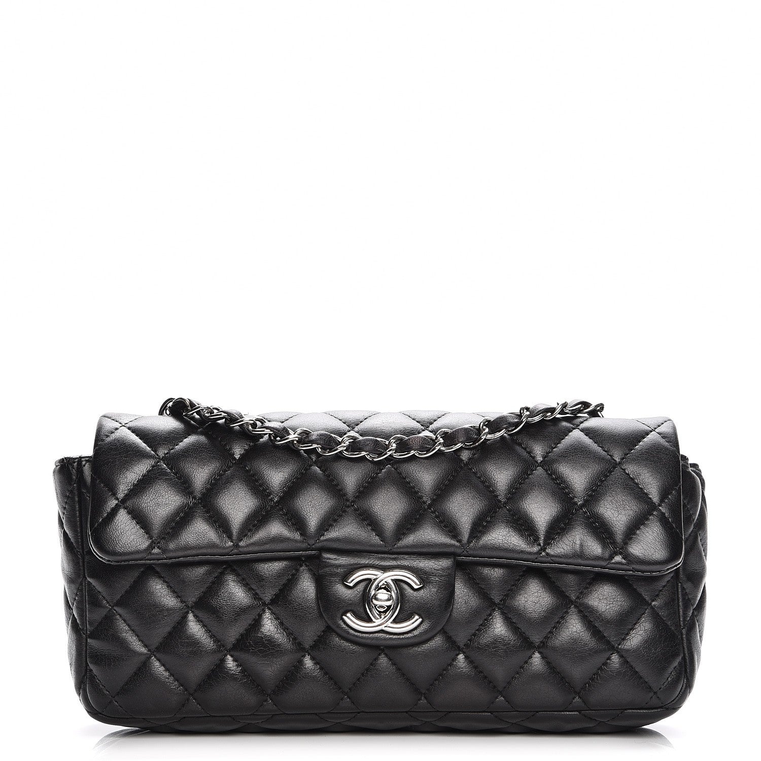 Chanel Lambskin Quilted East West Flap Black 1 of 7