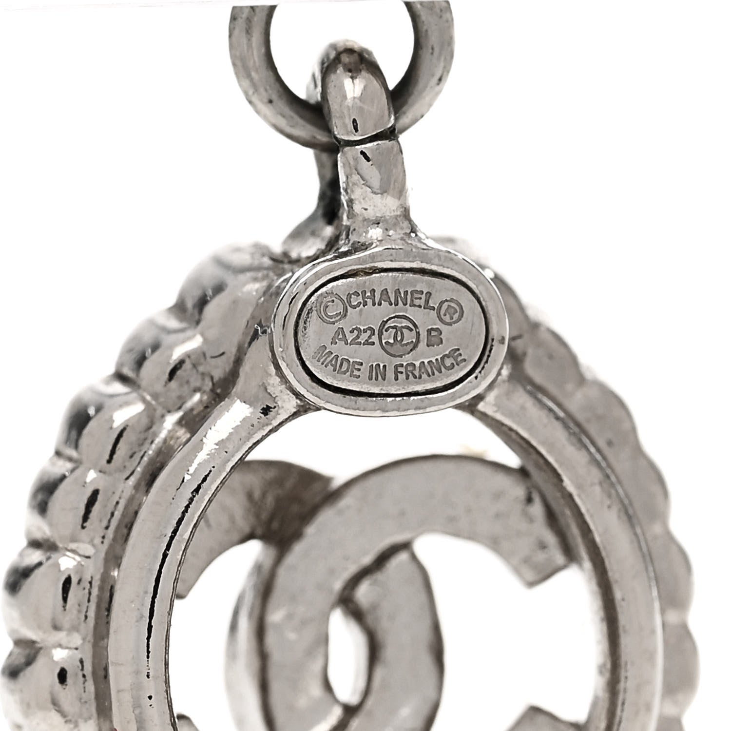 Chanel Crystal CC Bow Drop Earrings Silver 4 of 5
