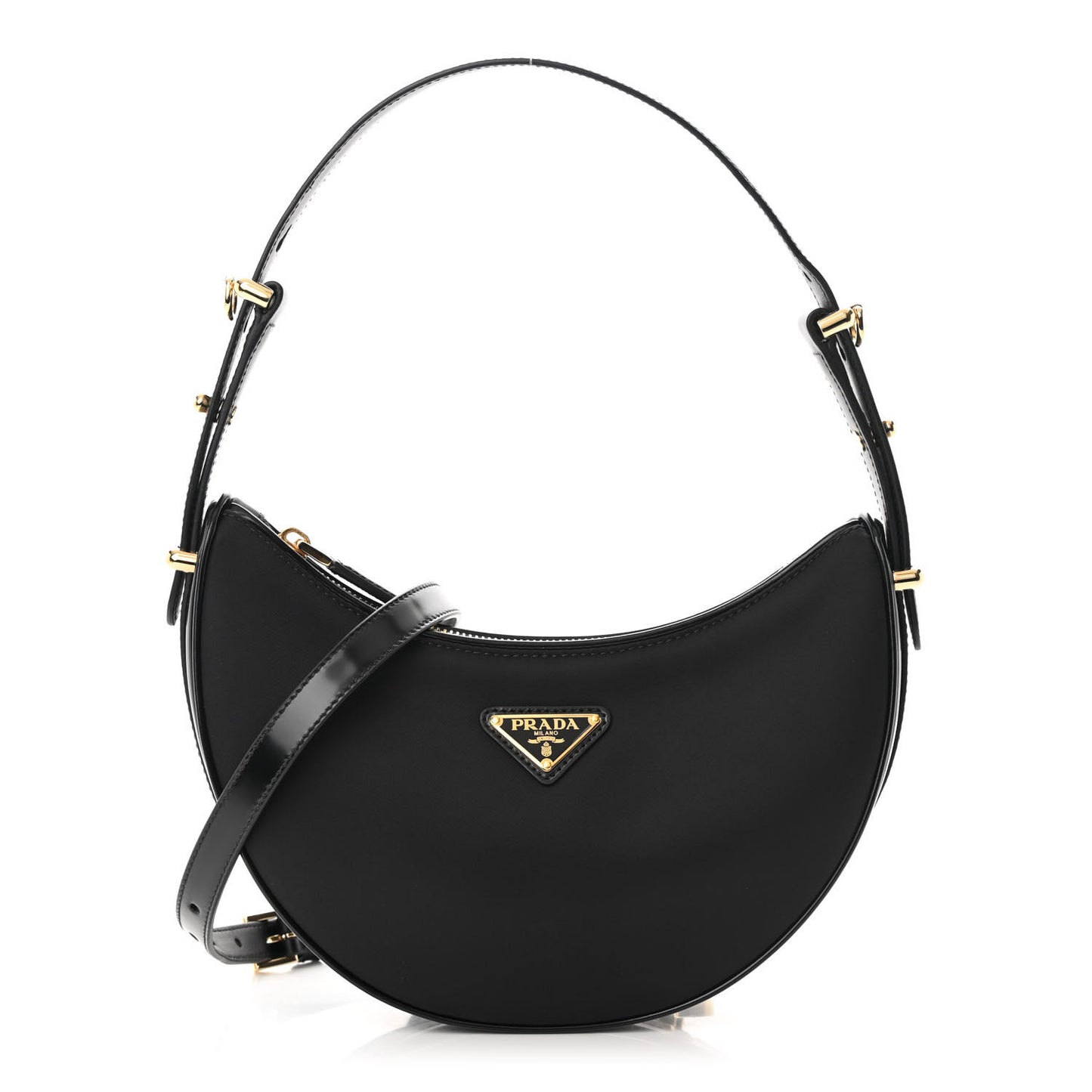 Re-Nylon Spazzolato Small Arque Shoulder Bag Black