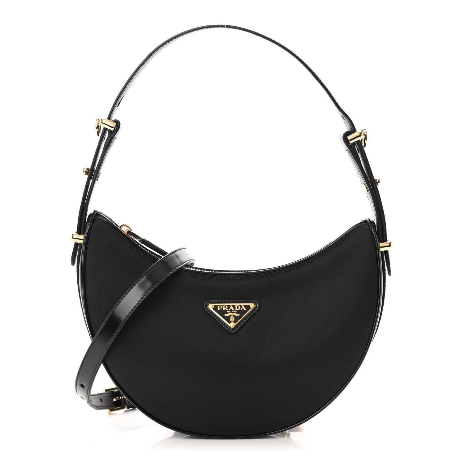 Prada Re-Nylon Spazzolato Small Arque Shoulder Bag Black 1 of 12
