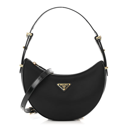 Prada Re-Nylon Spazzolato Small Arque Shoulder Bag Black 1 of 12