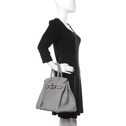 Hermes Togo Bi-Color Birkin 35 Gris Mouette Bleu Agate 2 of 15