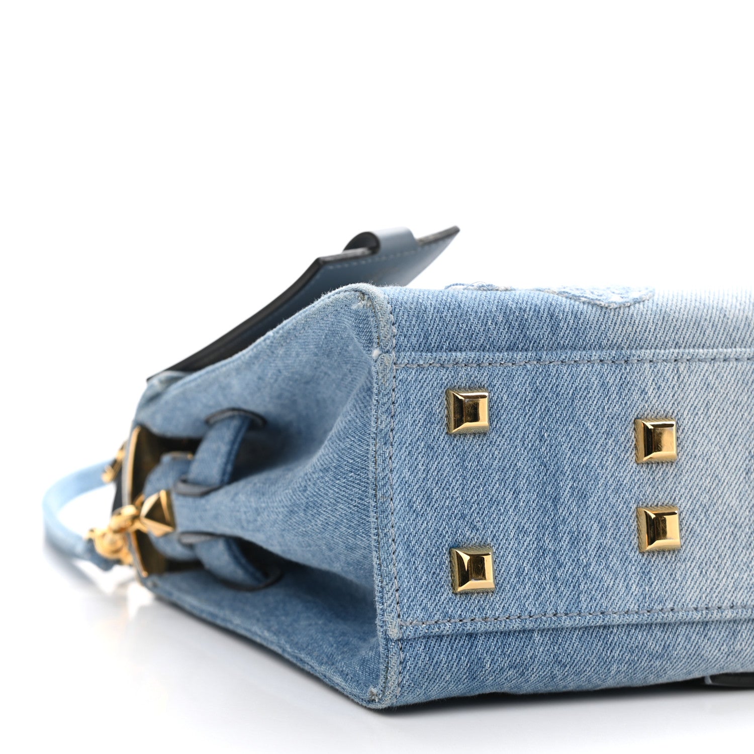 Valentino Garavani Denim Butterfly Small My Rockstud Frame Bag Light Blue 8 of 9