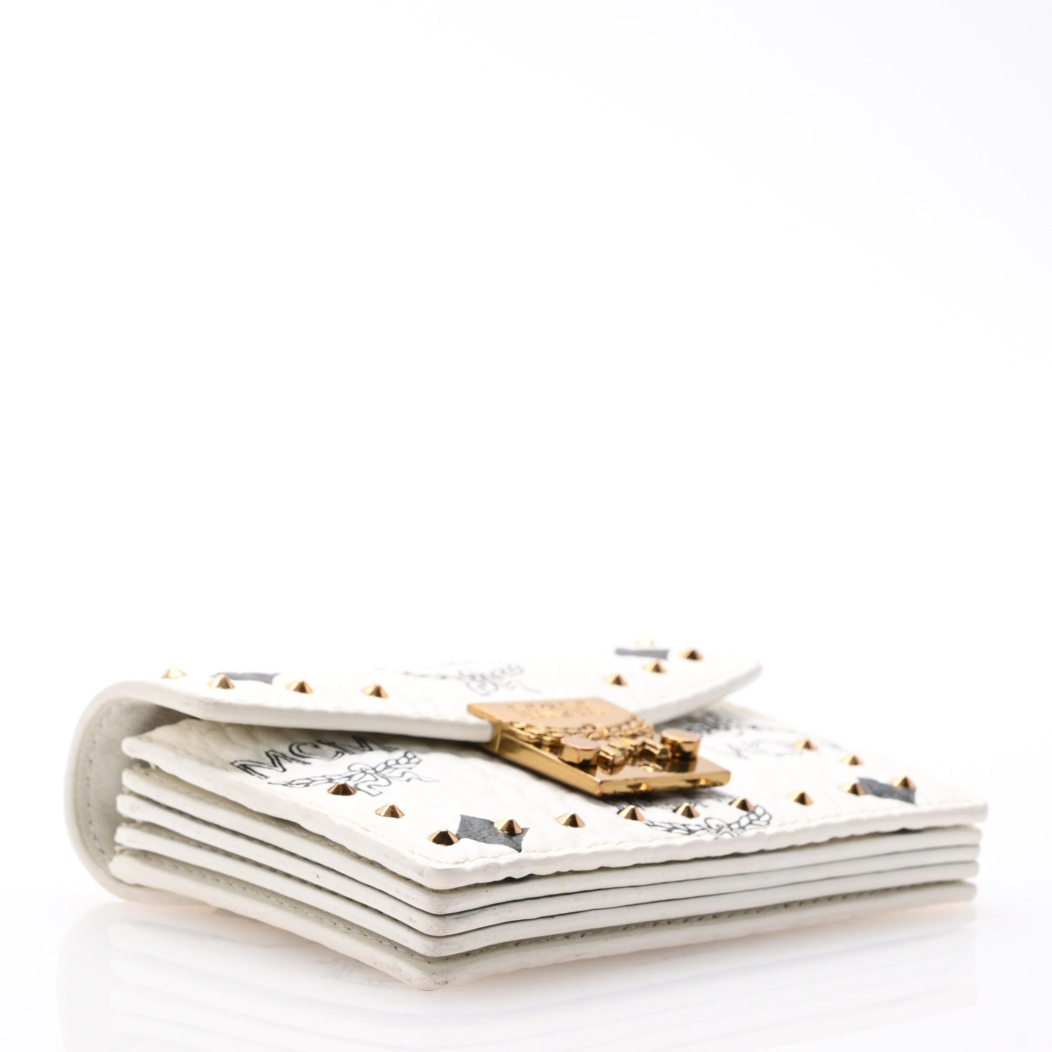 MCM Visetos Mini Accordion Card Wallet White 4 of 10