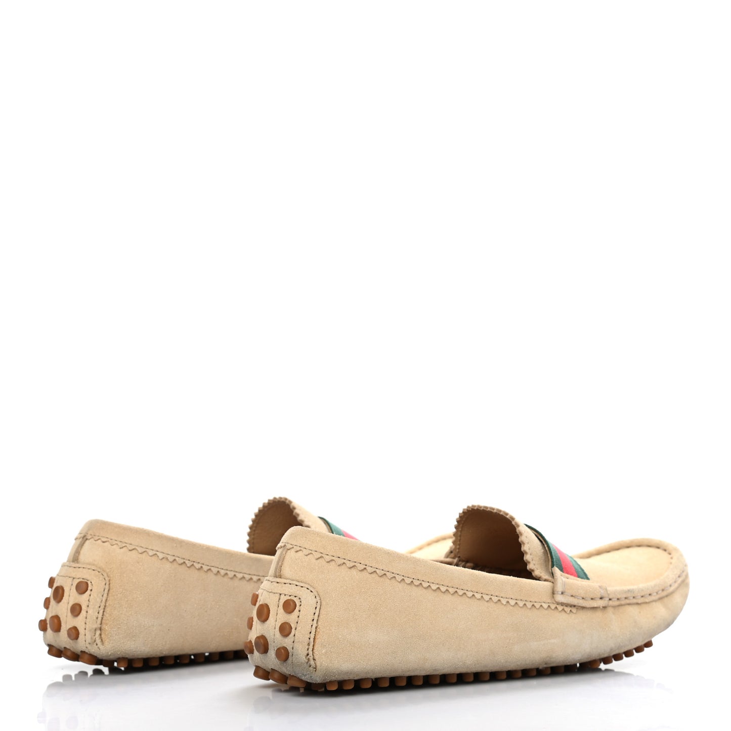 Suede Web Driver Loafers 36.5 Beige