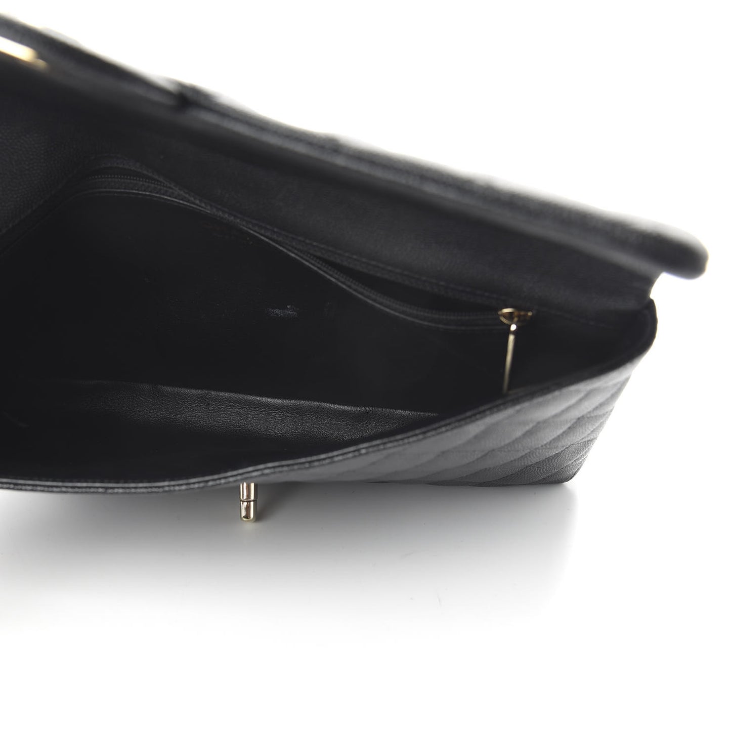 Caviar Quilted Flap Clutch Black