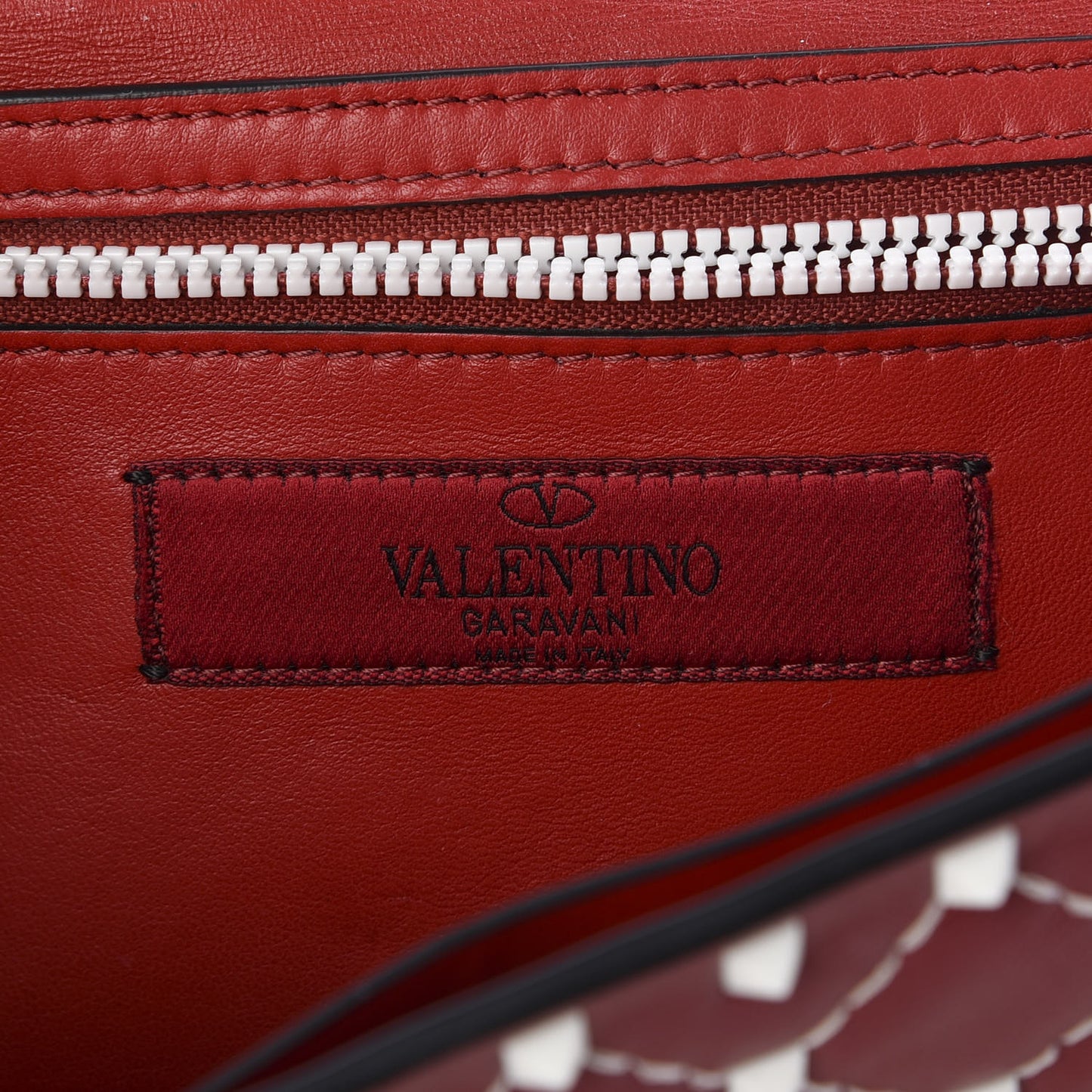 Lambskin Free Rockstud Spike Wallet On Chain Rosso Valentino