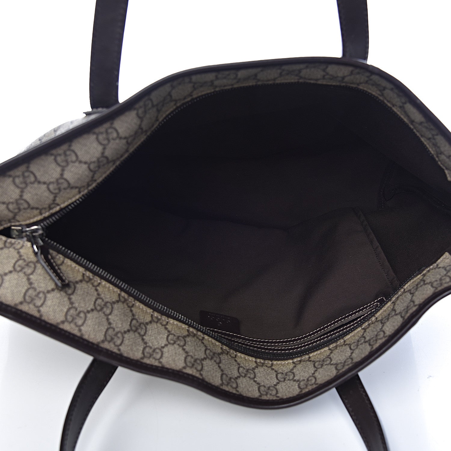 Gucci GG Supreme Monogram Medium Zippered Shopping Tote Dark Brown 5 of 10