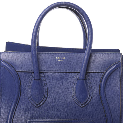 Celine Drummed Calfskin Mini Luggage Indigo 7 of 9