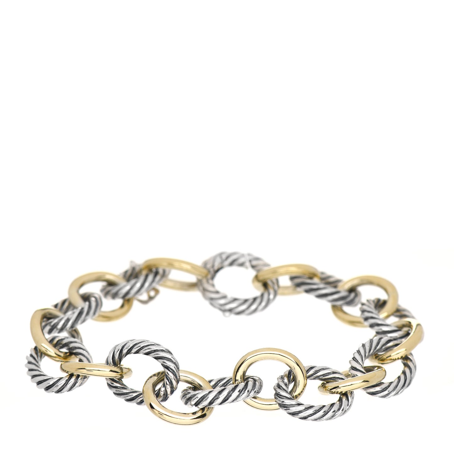 Sterling Silver 18K Yellow Gold 12mm Large Oval Link Bracelet