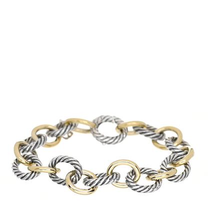 David Yurman Sterling Silver 18K Yellow Gold 12mm Large Oval Link Bracelet 1 of 4