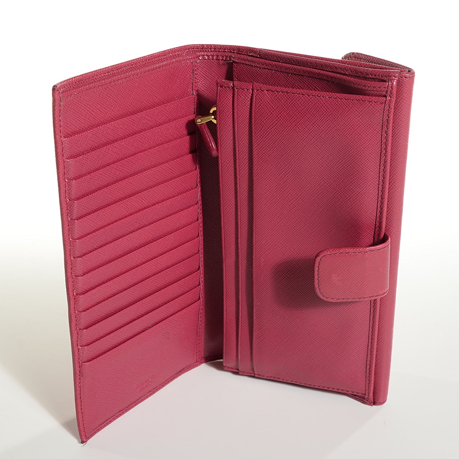 Prada Saffiano Metal Continental Wallet Ibisco 11 of 12