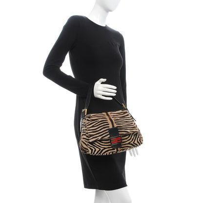 Fendi Calf Hair Zebra Print Mama Baguette Brown 2 of 14