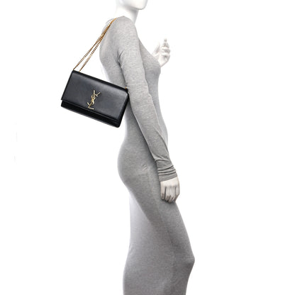 Saint Laurent Grain De Poudre Medium Classic Monogram Kate Satchel Black 2 of 11