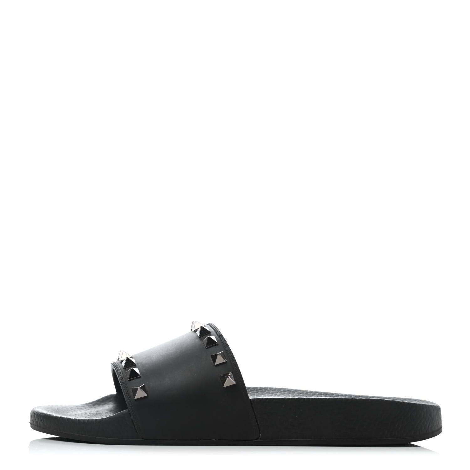 Valentino Garavani Rubber Rockstud Slide Sandals 38 Black 1 of 4