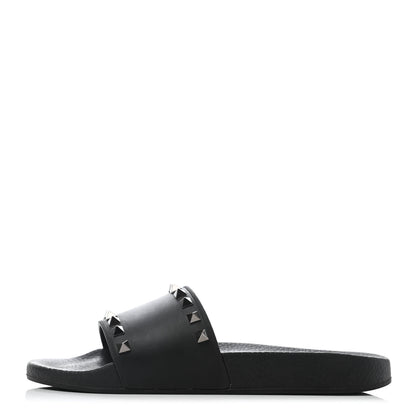 Valentino Garavani Rubber Rockstud Slide Sandals 38 Black 1 of 4
