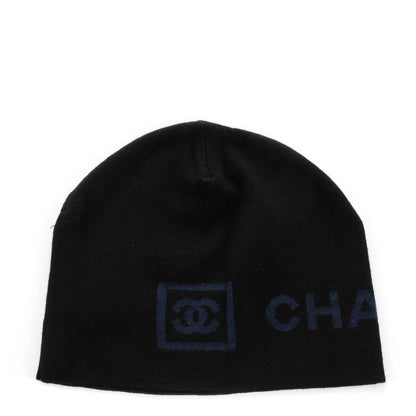 Chanel Merino Wool CC Beanie Hat Black 1 of 4