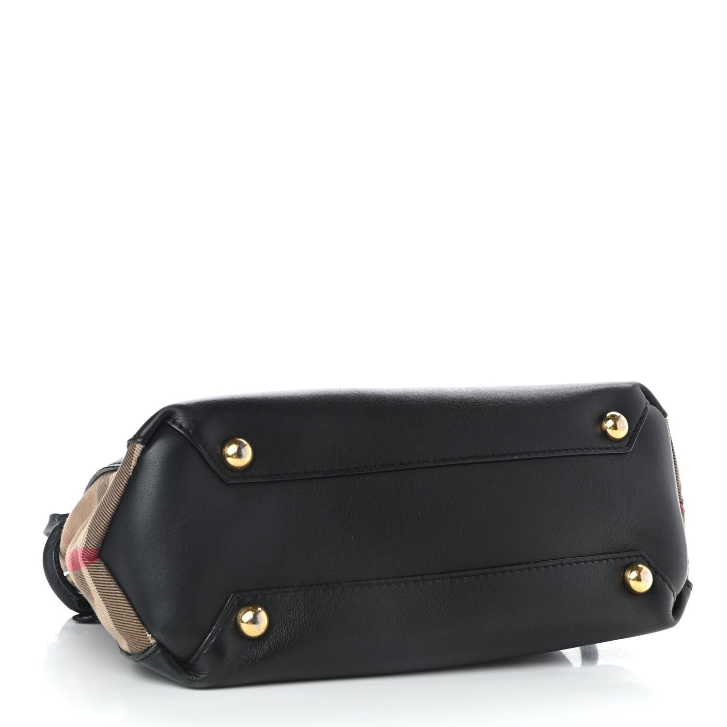 Burberry Calfskin House Check Small Banner Tote Black 4 of 12