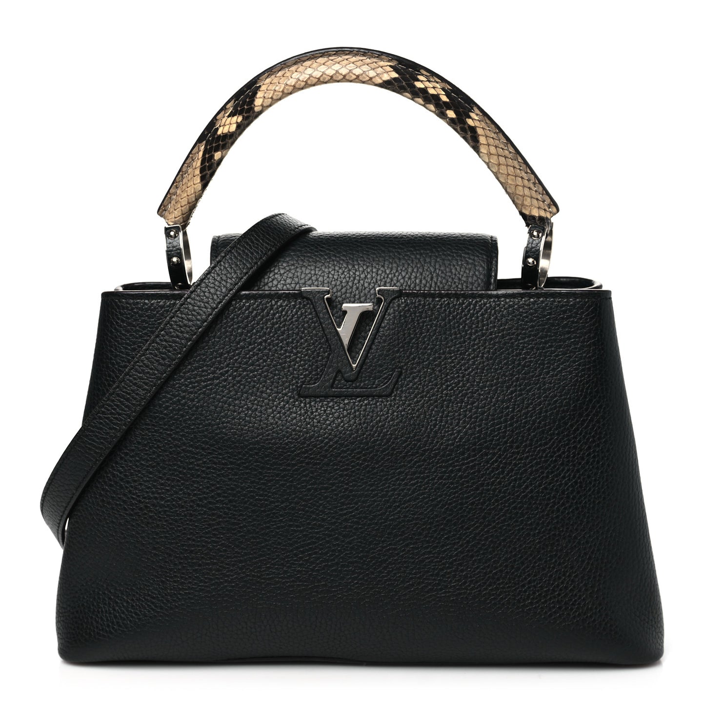 Taurillon Snakeskin Capucines PM Black
