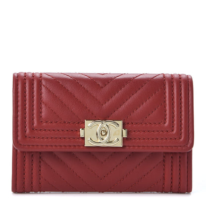Chanel Lambskin Quilted Boy Flap Card Holder Red 1 of 10