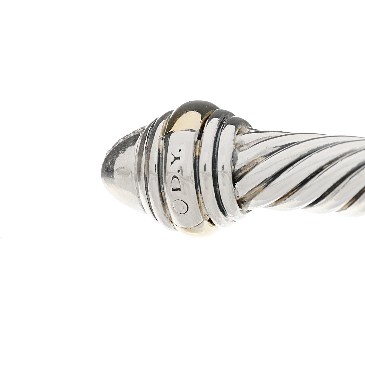 David Yurman Sterling Silver 14K Yellow Gold Diamond 5mm Cable Classics Bracelet 3 of 4