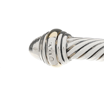 David Yurman Sterling Silver 14K Yellow Gold Diamond 5mm Cable Classics Bracelet 3 of 4