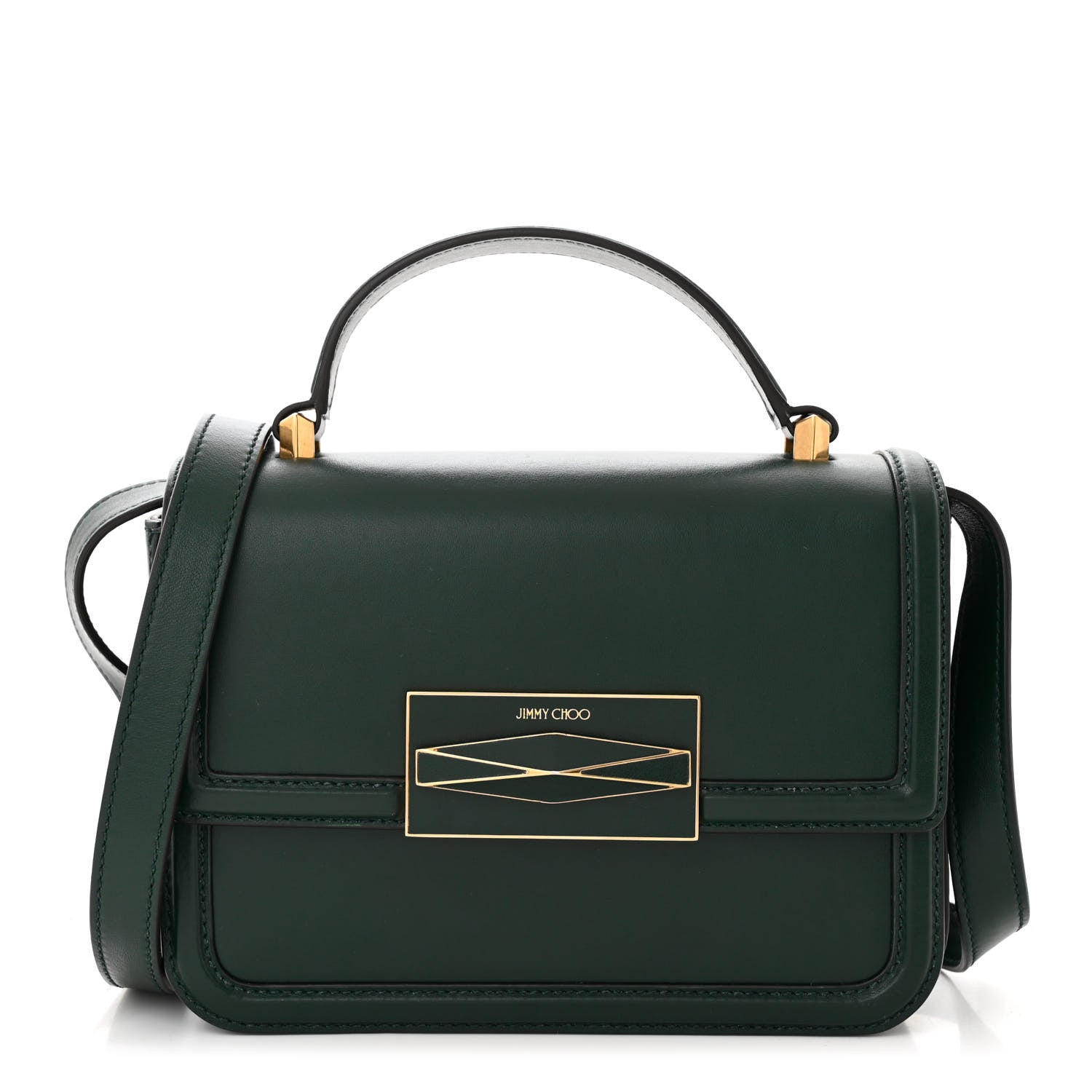 Jimmy Choo Calfskin Diamond Top Handle Crossbody Bag Green 1 of 12