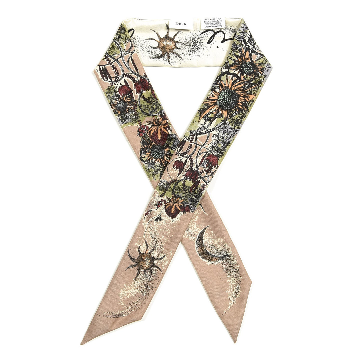 Silk Mitzah Scarf Beige Multicolor