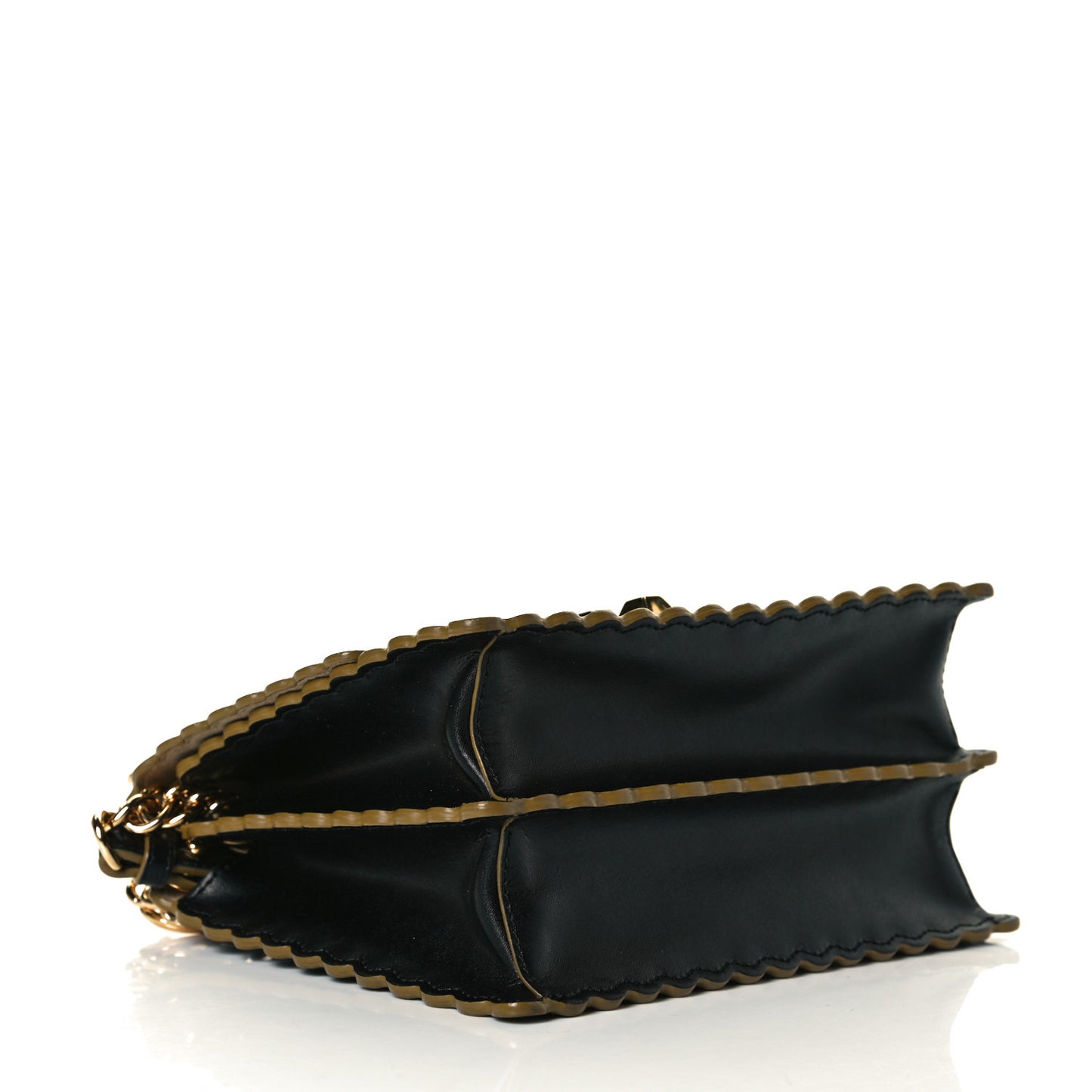 Vitello Liberty Scalloped Studded Small Kan I Shoulder Bag Black