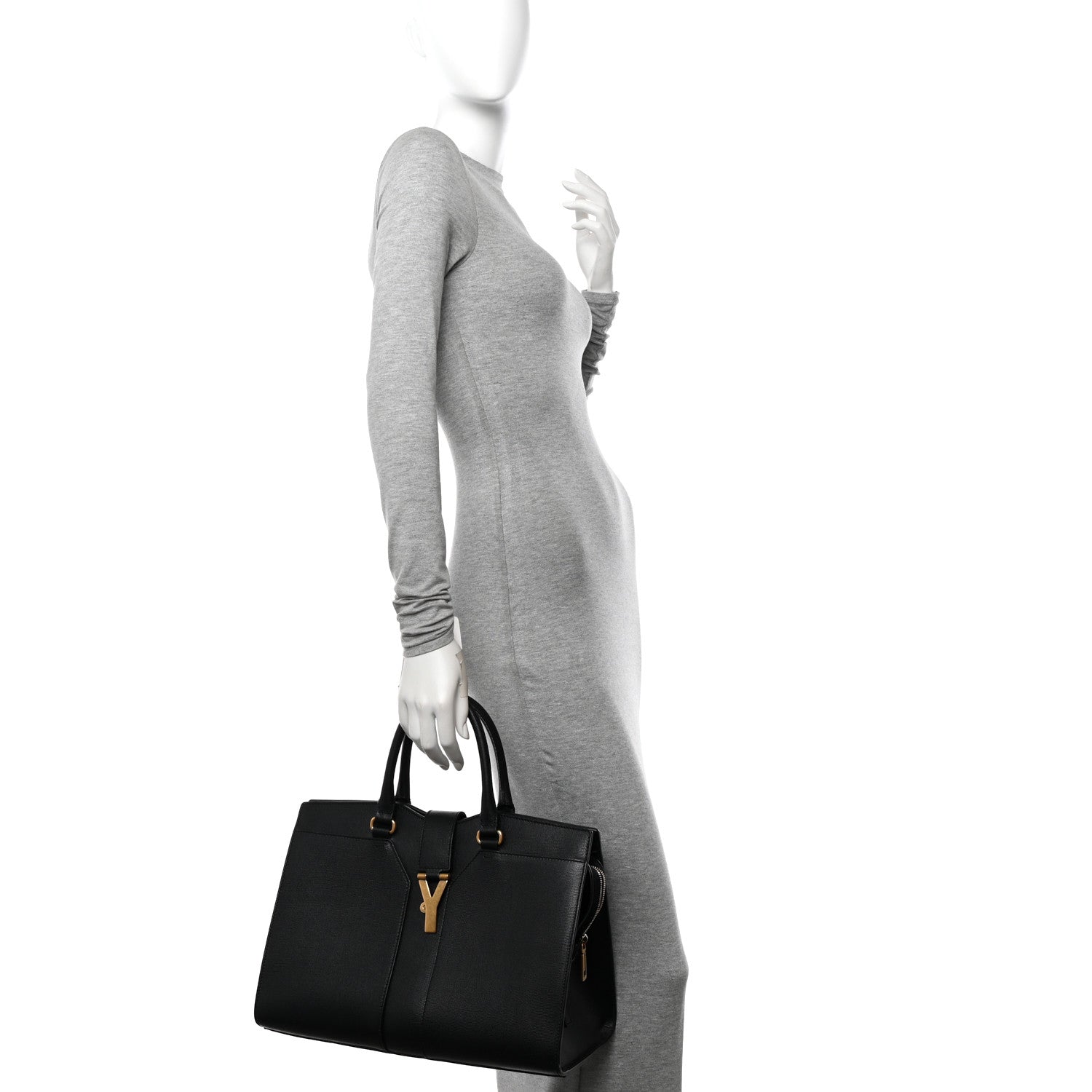 Saint Laurent Textured Calfskin Medium Cabas ChYc Black 2 of 11
