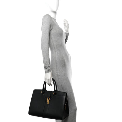 Saint Laurent Textured Calfskin Medium Cabas ChYc Black 2 of 11