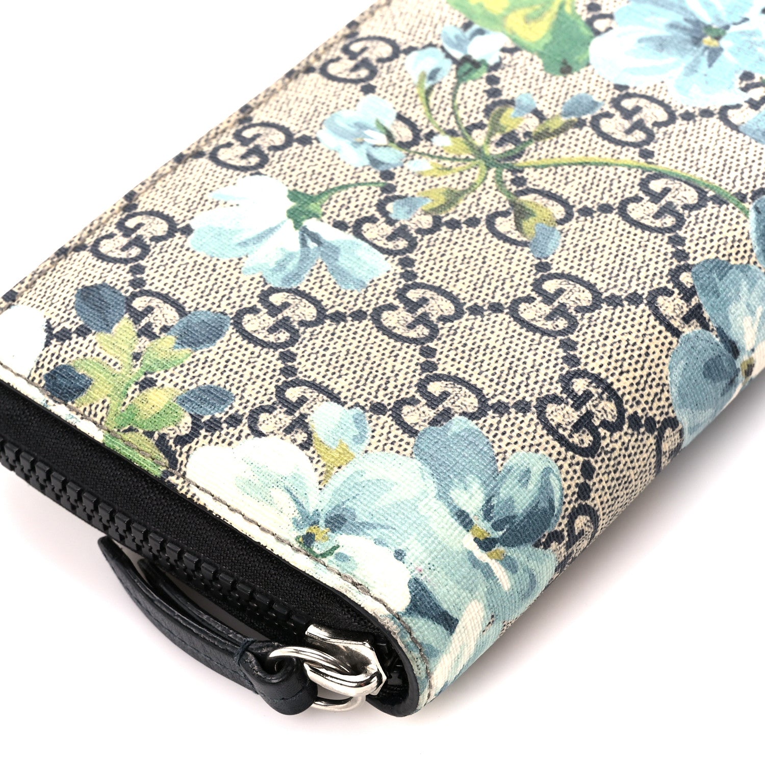 Gucci GG Supreme Monogram Blooms Zip Around Wallet Blue 9 of 10