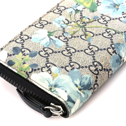 Gucci GG Supreme Monogram Blooms Zip Around Wallet Blue 9 of 10