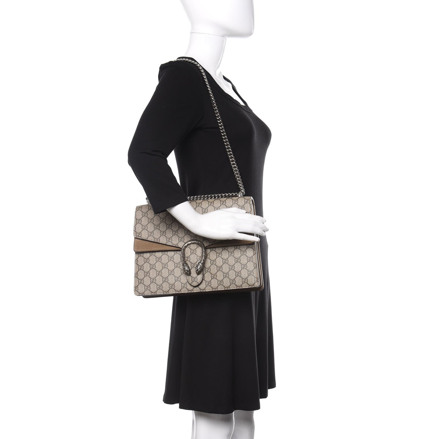 Gucci GG Supreme Monogram Medium Dionysus Shoulder Bag Taupe 2 of 18