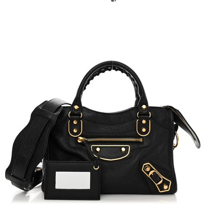 Balenciaga Chevre Gold Metallic Edge Hardware Mini City Black 3 of 11