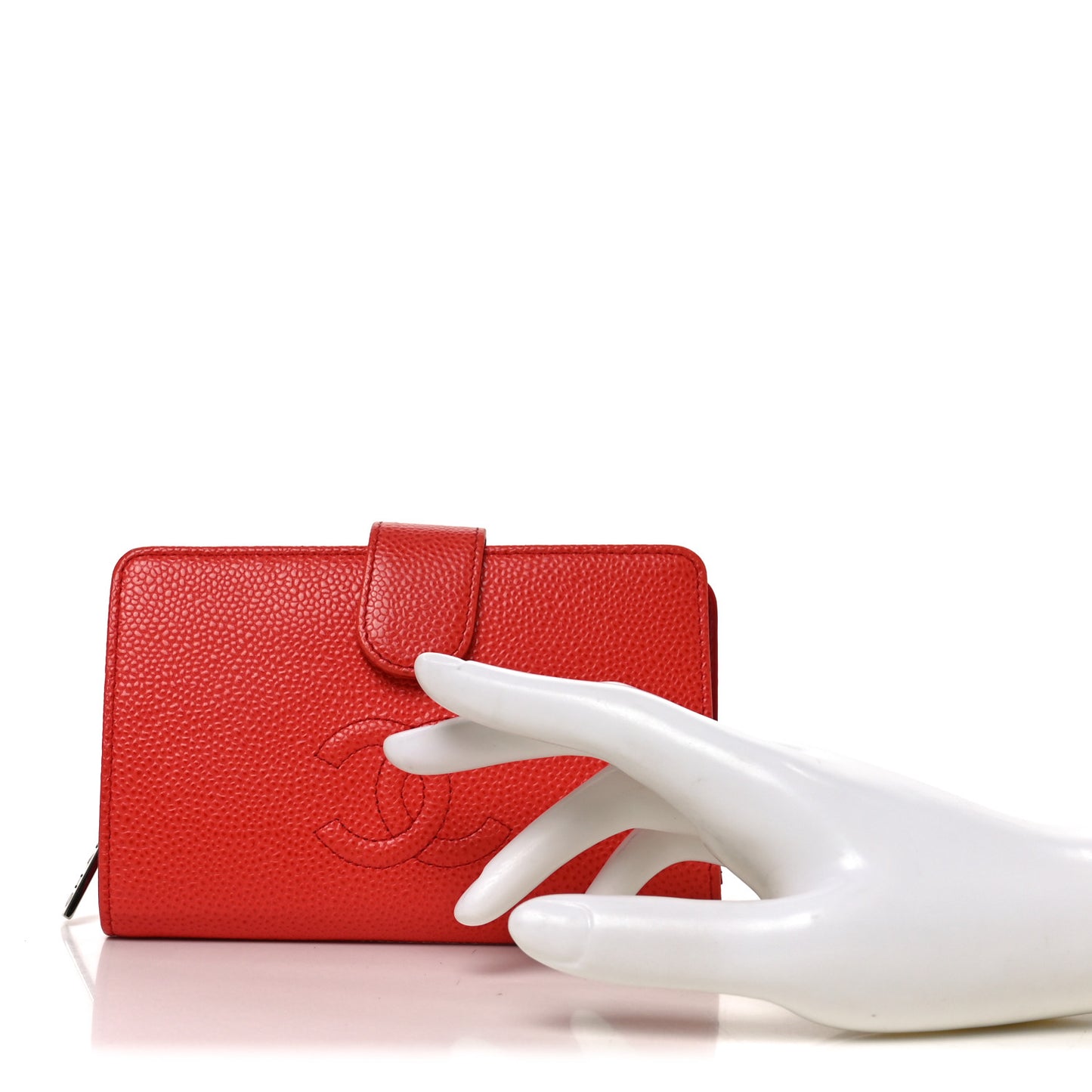 Caviar Timeless CC Zipped Pocket Wallet Red