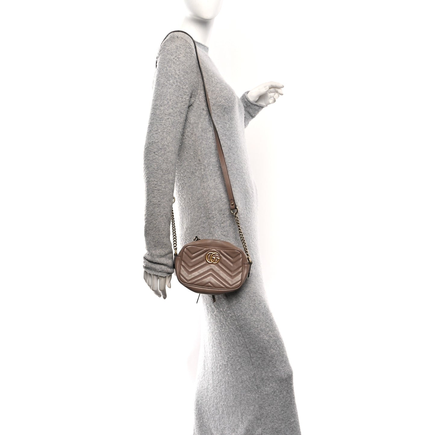 Calfskin Matelasse Mini GG Marmont Chain Shoulder Bag Porcelain Rose