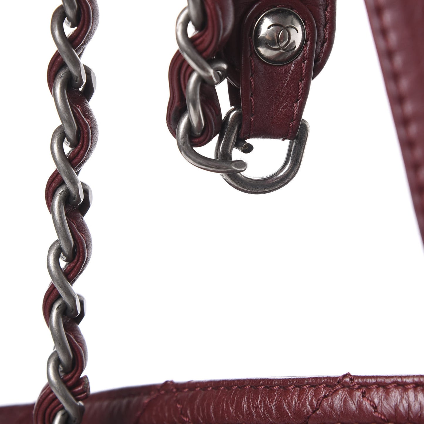 Aged Calfskin Large Shopping In Moscow Tote Burgundy